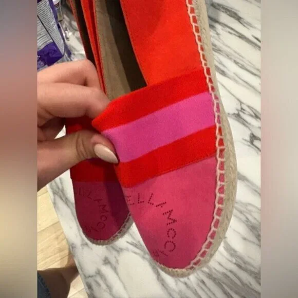 EUC-$500 STELLA MCCARTNEY Logo Bicolor Striped Espadrilles Cap Toe Flats - Picture 7 of 14